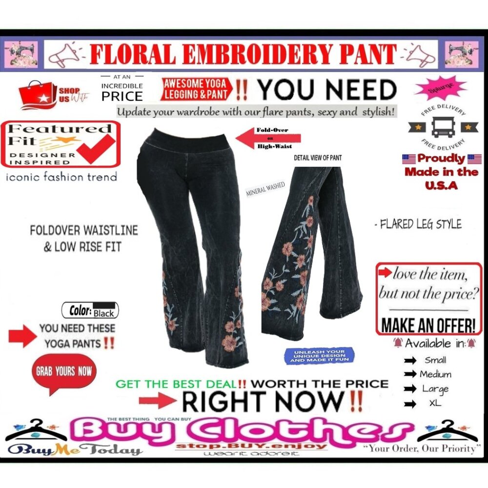 π BOTTOM Fold Embroidery π FLORAL β LEGGING PANT Waist FLARE Wash πΈ BUY NOWβ - Picture 10 of 16